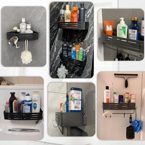 Onemake Suction Cup Shower Caddy, Shower Shelf, Bathroom Organizer, Gray