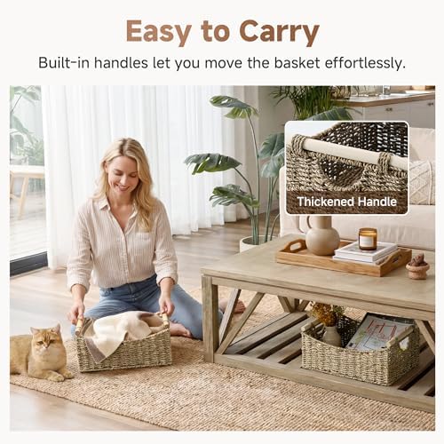 StorageWorks Large Wicker Baskets with Handles, Seagrass Basket, 1-Pack