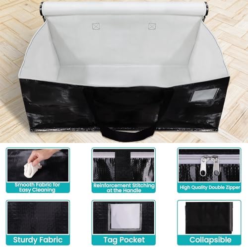 Large Heavy Duty Moving Bags, 93L Reusable Packing Bags, 10 Pack