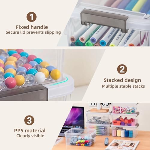 8Packs 3.2Qt Small Clear Storage Bins with Lids, Plastic (Pack of 2)