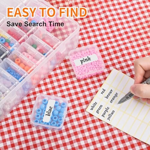 Bead Organizer Box, 90pcs Small Clear Plastic Storage Containers, Craft Storage Box Features Hinged Lid and Labels, Mini Boxes for Bracelets, Jewelry, Diamonds, Clay Beads, Screws, Seeds, Small Parts