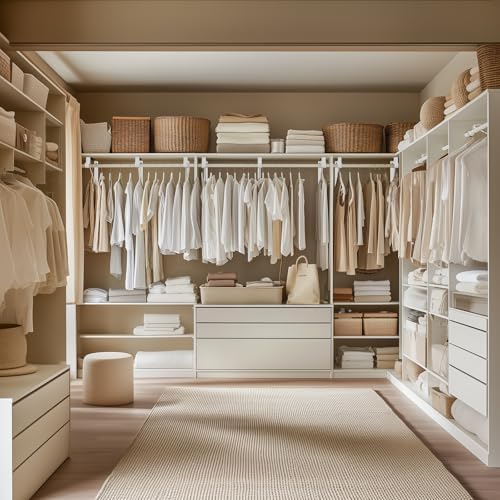 6-Pack Closet Rod Bracket, 10.8x10.8Inch Closet Shelf Brackets Heavy Duty Wall Mounted, Matte White Steel Closet Rod Support Brackets Holder, 300 Lbs Load Capacity with Anchors Screws