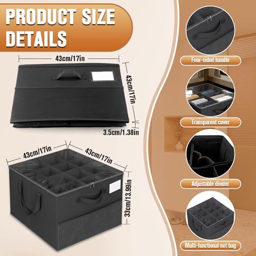2 Pack Shoe Storage Organizer Box for Closet Adjustable Dividers