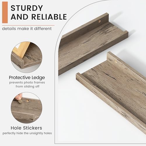 FLYJOE Floating Picture Ledge Shelves for Wall Set of 4, 72 Inch Wall Shelves with Lip Long Large Nursery Book Shelf for Toys Storage Kids Bookshelf Wall Mounted Living Room Bedroom Decor Frames