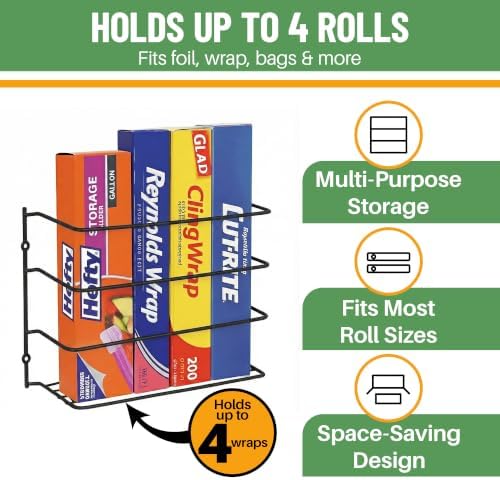 Evelots Kitchen Wrap & Food Bag Organizer Basket, Wall or Cabinet Door Mount, 2-Pack - Black | Keep kitchen wraps and food bags organized with 2 baskets that mount on a wall or cabinet door to save valuable counter space