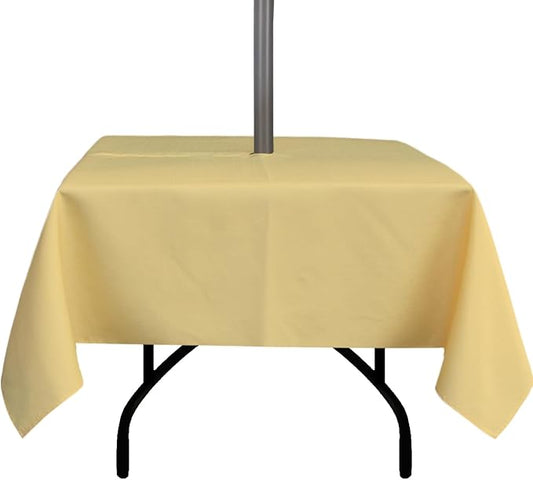 Outdoor Tablecloth Wrinkle-Free Stain Resistant Waterproof Polyester Fabric Table Cover with Zipper Umbrella Hole for Picnic/Party/Dinner/Patio Garden(60×60inch Square,Zippered,Yellow)