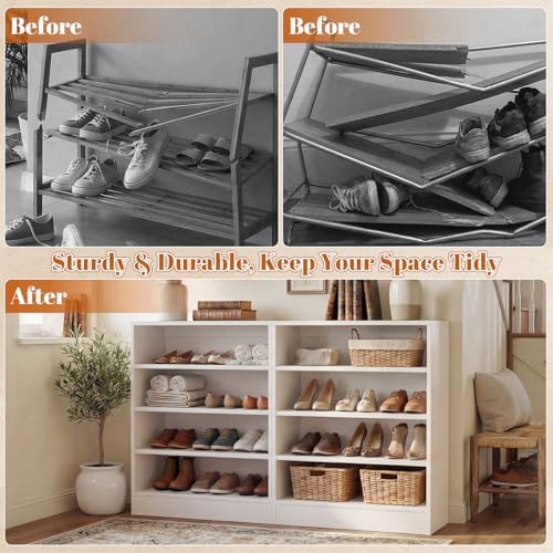 Homieasy Shoe Cabinet, 5-Tier Modern Wood Shoe Storage Organizer, White