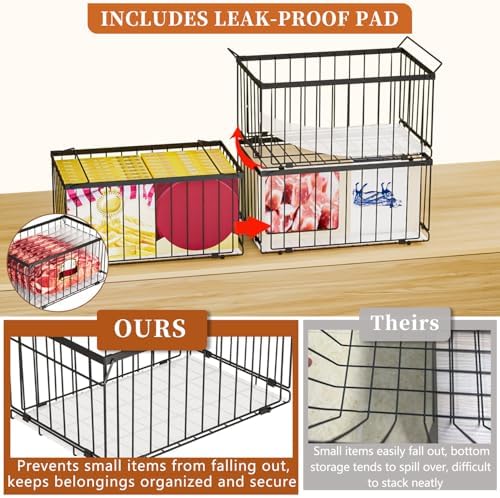 Large Freezer Organizer Bins for 5 to 9 Cu.Ft,Quick Expand/Collapse,6PACK