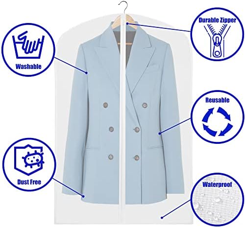 Simple Houseware 55-Inch Clear Garment Bags with Zipper, 10 Pack