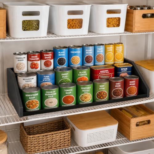 TIOPGHAD 3-Tier Expandable Spice Rack Organizer, 12.8-22.6 in, Black | Adjustable, Countertop Stepped wood & iron Seasoning Organizer, Shelf for kitchen Cabinet Pantry Jars Bottles Syrup