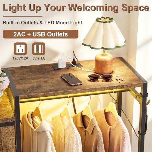 HIGDBFE Shoe Cabinet with 2 Flip Drawers and Coat Rack, 41.3" W