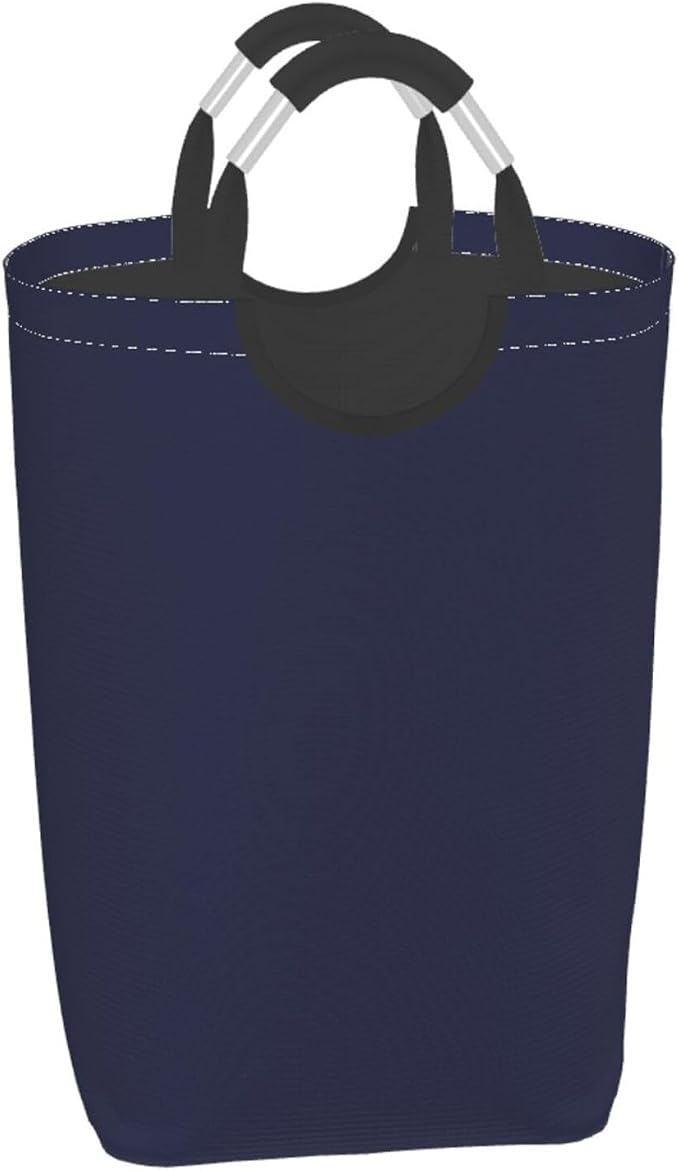 Large Laundry Hamper Bag, Navy Blue Modern Collapsible Laundry Basket Dirty Clothes Organizer Washing Bin for Family Essentials Storage