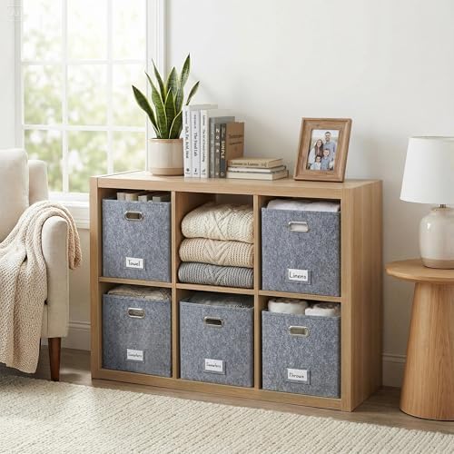 DECOMOMO Felt Storage Bins, 13 inch Cube Storage Bin with Labels