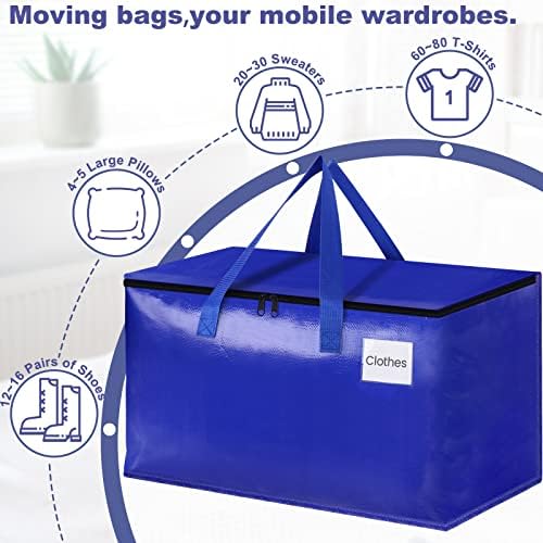 StorageRight Moving Bags, Moving Boxes, 93L 4-Pack Sotrage Bags Totes, Blue