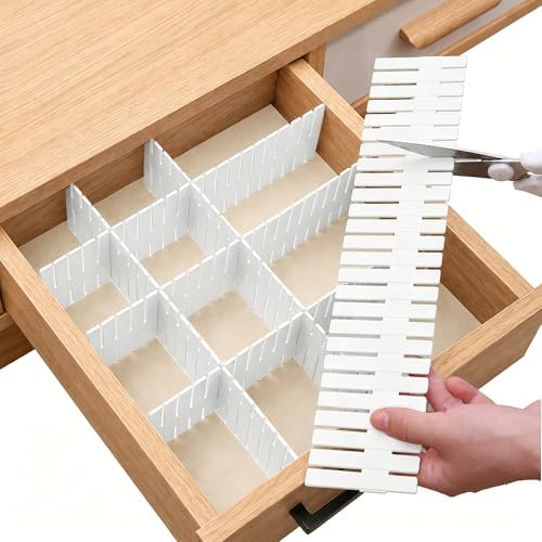 Adjustable Drawer Dividers, Cut-to-Fit DIY Organizers, White, 8 Pack
