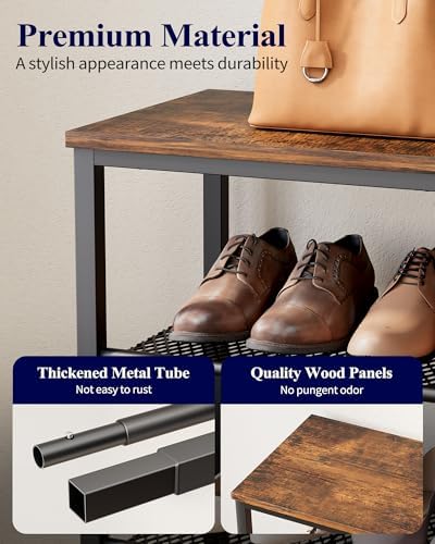 Kitsure Wooden Top Shoe Rack for Entryway, 29.5" x 11.4" x 24.8", Brown
