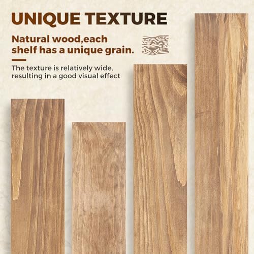 24x6.8x1.7in Solid Wood Floating Wall Shelf Set of 2 Oak Finish