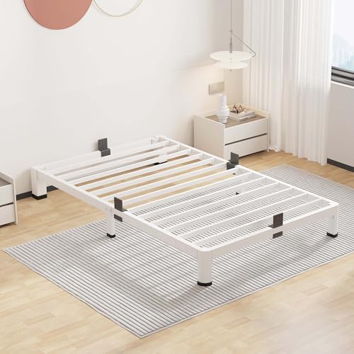 ROIL 4 Inch White Twin Bed Frame Low Profile with Rounded Corner