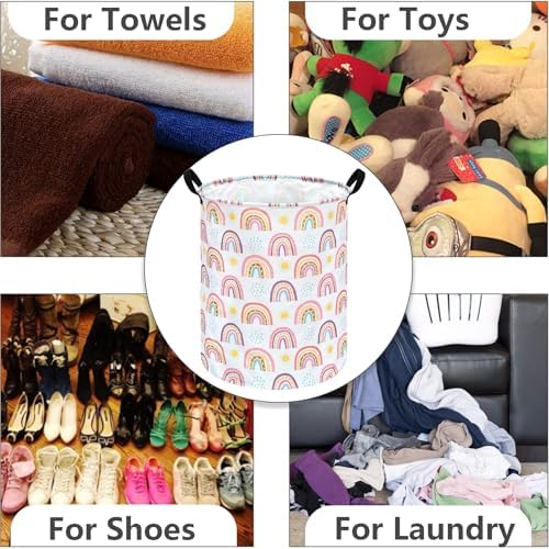MAIZMZ Kids Rainbow Hamper Laundry Basket Storage Bins Gift Organizer Clothes Toy Box Large Canvas Collapsible Chest for Home/Dorm/Kitchen/Pet/Office/Closet/Shelf/Room Decor