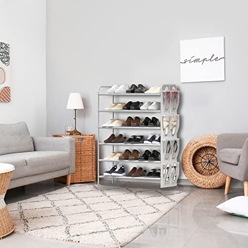 Simple Houseware 6-Tier Shoe Rack Organizer w/Side Hanging Pockets, Grey