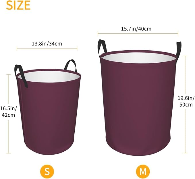 19.6" Large Laundry Hamper Bag, Plum Purple Color Collapsible Laundry Basket Dirty Clothes Organizer Washing Bin for Family Essentials Storage