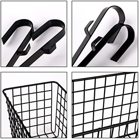 2 Pack Metal Hanging Bedside Basket for Bunk Beds & Collage Dorms - Cabinet Wire Organizer for Storage, Multi-Use Large Organizing Caddy for Bedroom, Office (Black/Large)