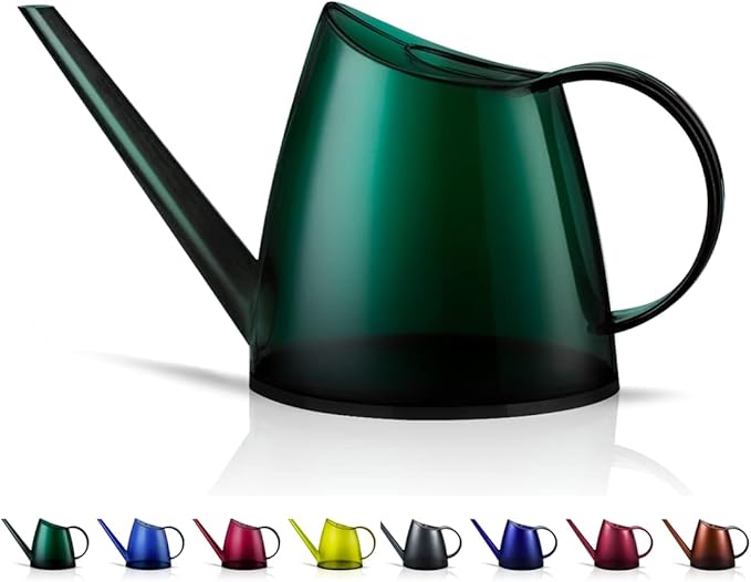 WhaleLife Small Indoor Watering Can for House Plants - Stylish Green Plastic Watering Pitcher with Long Spout for Potted Plants, Succulents, and Desk Gardens 1.4L