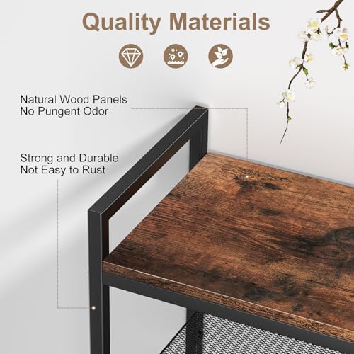 Refrze Shoe Rack for Entryway,5 Tier Height-Adjustable Metal Rustic Brown