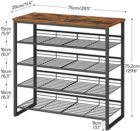 HOOBRO Shoe Rack, 5 Tier Shoe Organizer for Front Door Entrance, Shoe Shelf with Adjustable Tilt Angle, Holds 16-20 Pairs, for Entryway, Garage, Closet, Rustic Brown and Black BF08XJ01