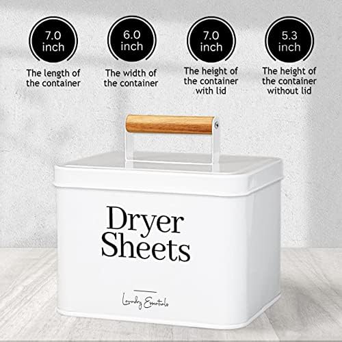 Modern Farmhouse Dryer Sheet Holder for Laundry Room Decor (White) | Metal Dryer Sheet Container for Laundry Decor, Dryer Sheet Dispenser for Laundry Room Organization