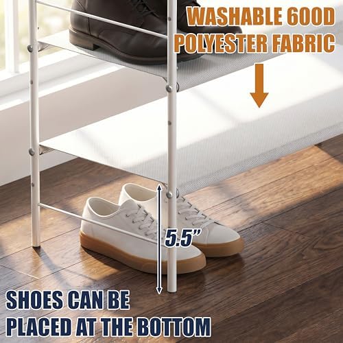 Simple Houseware 6-Tier Shoe Rack Organizer w/Side Hanging Pockets, White