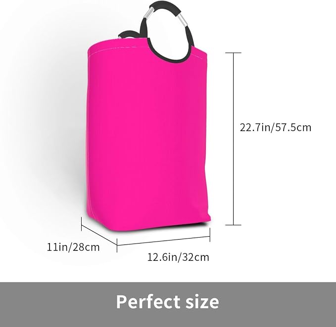 Large Laundry Hamper Bag, Neon Pink Modern Collapsible Laundry Basket Dirty Clothes Organizer Washing Bin for Family Essentials Storage
