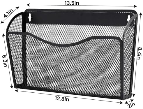 Gawerk 3 Pack Wall File Organizer, Mesh Wall File Pocket Mail Organizer Hanging Metal Vertical Wall Mounted File Holder for Office/Home