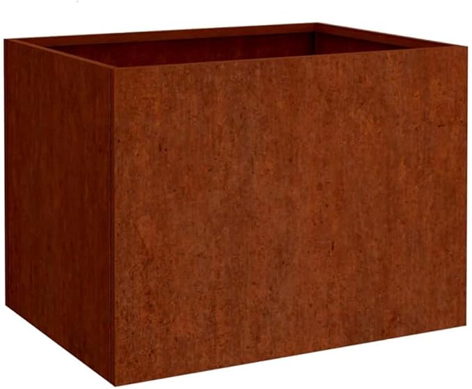 Corten Steel Planter Box with Decorative Inlays Medium Size 4 Pieces Rustic Finish for Outdoor Garden Plants and Balcony Decor