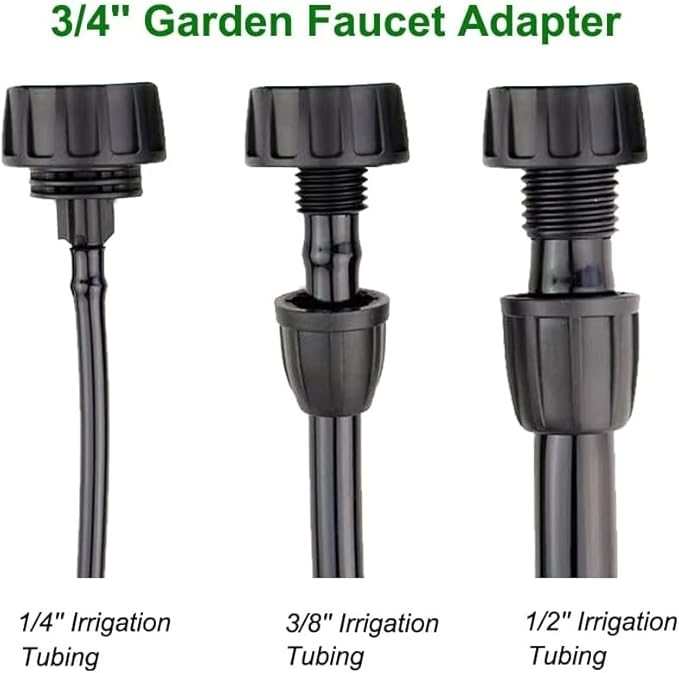 1/2 Inch Drip Irrigation Tubing Faucet Adapter 3 Pack, 3/4" to 1/2" Irrigation Hose Adapter, 3/4 Inch Faucet Connector Garden Hose Adapter
