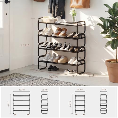 4 Tier Shoe Rack - Expandable Shoe Organizer for Closet