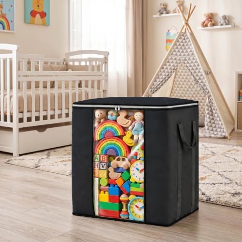 Blanket Storage Bags 120L for Comforter Clothes Bedding 2 Pack Black