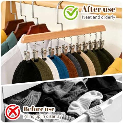 2PCS Space Saving Hanging Clothes Organizer with 12 Clips