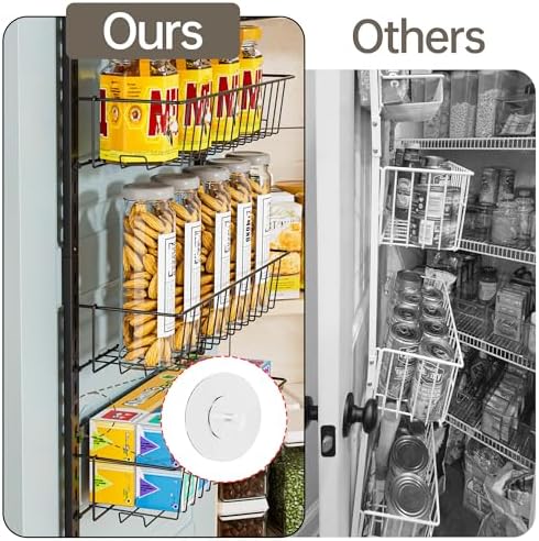 Delamu Adjustable Cabinet Door Organizer, 6 Tier Hanging Spice Rack | Metal Over the Door Pantry Organizer, Pantry Organizers and Storage Shelves for Kitchen Bathroom Laundry Room, Black