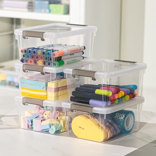 8Packs 3.2Qt Small Clear Storage Bins with Lids, Plastic (Pack of 2)
