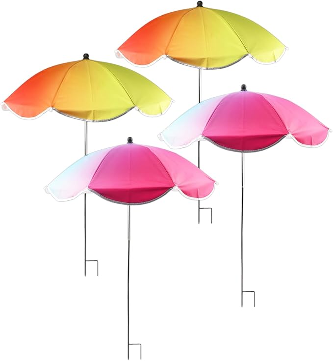4 Pack Upgraded Plant Umbrellas for Outdoor Plants, 24.8" Larger Garden Plant Umbrella Shade with Adjustable Angle, 40" Higher Sun Shade for Plants, Potted Plant, Garden Beds