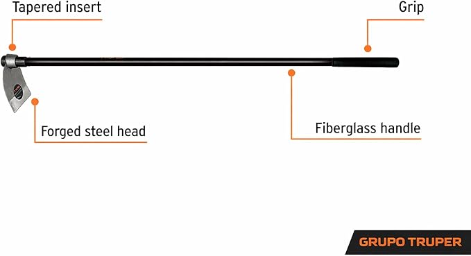 Truper Lane Hoe No. 1, 54-Inch Fiberglass Handle, 7 1/2-Inch x 7 1/2-Inch Forged Head, 1.8 lb Head Weight, Agricultural & Garden Soil Preparation Tool (Model 10615)