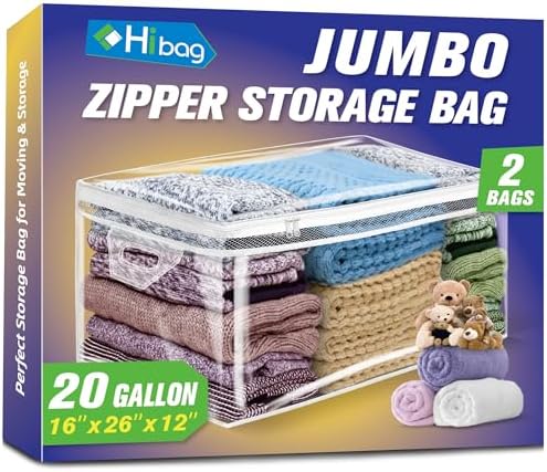 Large Storage Bag for Clothes, Jumbo Zipper Totes