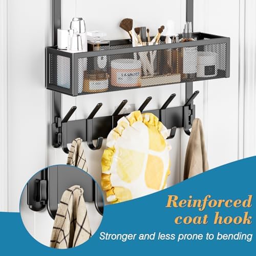 Over the Door Hooks,Door Hanger Organizer Fits Doors 1 3/4" Black