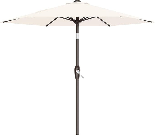 AreShark 7.5FT Patio Umbrella Table Market Umbrella with 6 Sturdy Ribs, Button Tilt/Crank, Heavy-Duty Outdoor Umbrellas for Pool, Deck, Garden and Backyard, Cream White