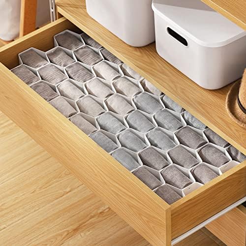 Sock Drawer Organizer, Drawer Divider Organizer for Underwear Socks Ties Belts Assemble Honeycomb Separator Closet Cabinet DIY Desk Office 8pcs White