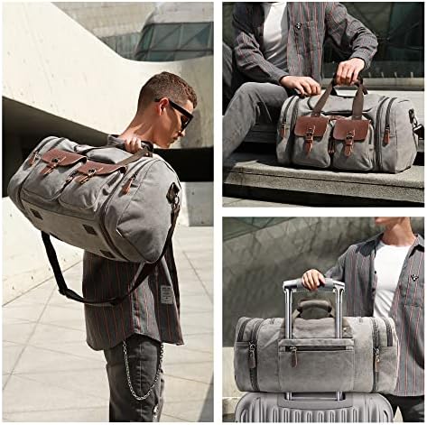 Wildroad Canvas Duffle Bag - 60L Expandable Weekender Overnight Travel Bag