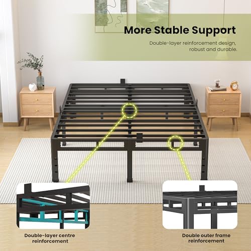 NKZ 2-in-1 Full Size Metal Platform Bed Frame, 14 Inch Heavy Duty Bed Base