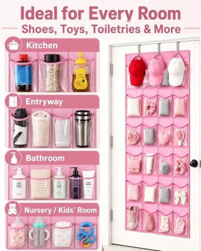 Over-the-Door Kids Shoe Organizer Pink Shoe Rack for Door