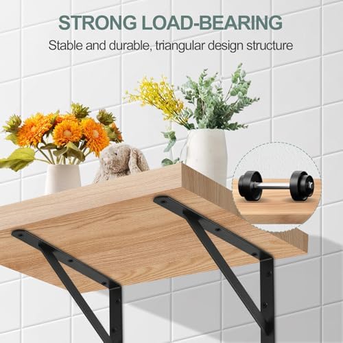 48 Pack L10 x H 8" Black Heavy Duty Shelf Brackets with Screws Metal Shelf Brackets Shelf Support Angle Brackets for Shelves L Brackets Heavy Duty Floating Shelf